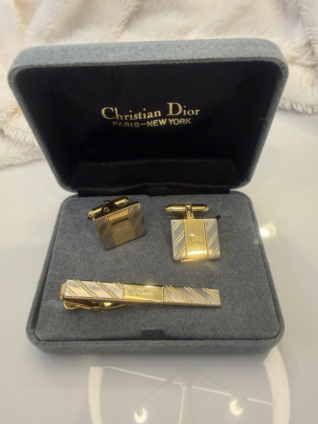 Christian Dior Cufflinks and Tie Clip