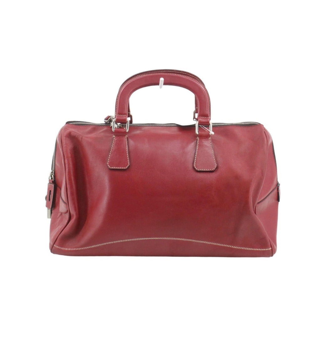 Certified Authentic Prada vintage red leather Boston bag