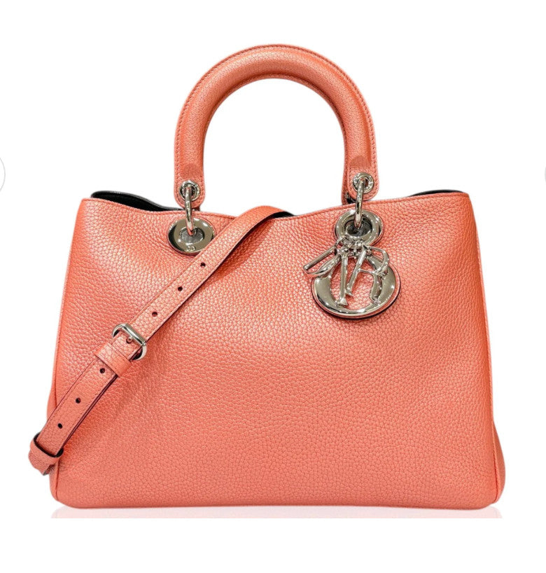 Christian Dior Medium Diorissimo Tote Coral Pink Pearlescent