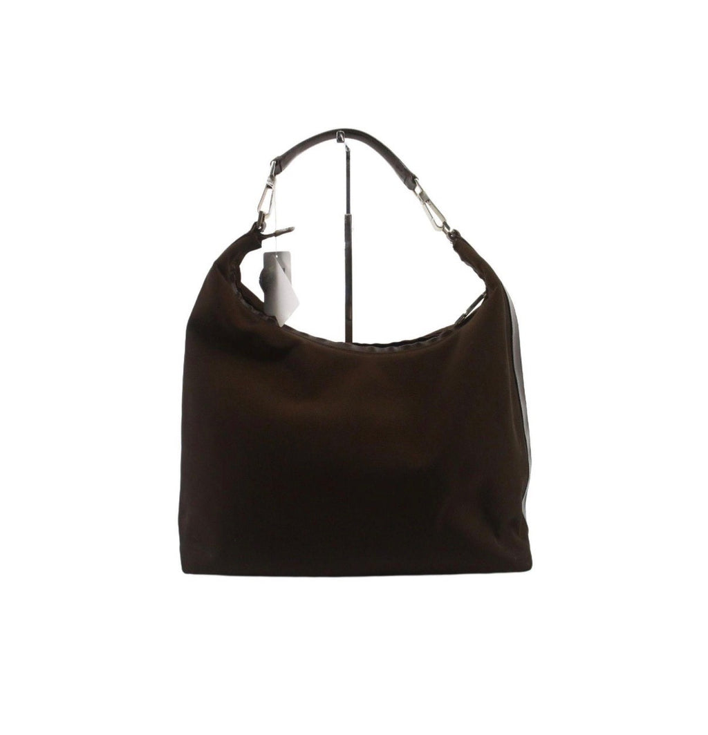 Authentic Gucci Brown Canvas Leather Trim Hobo Shoulder Bag Vintage Y2K Italy