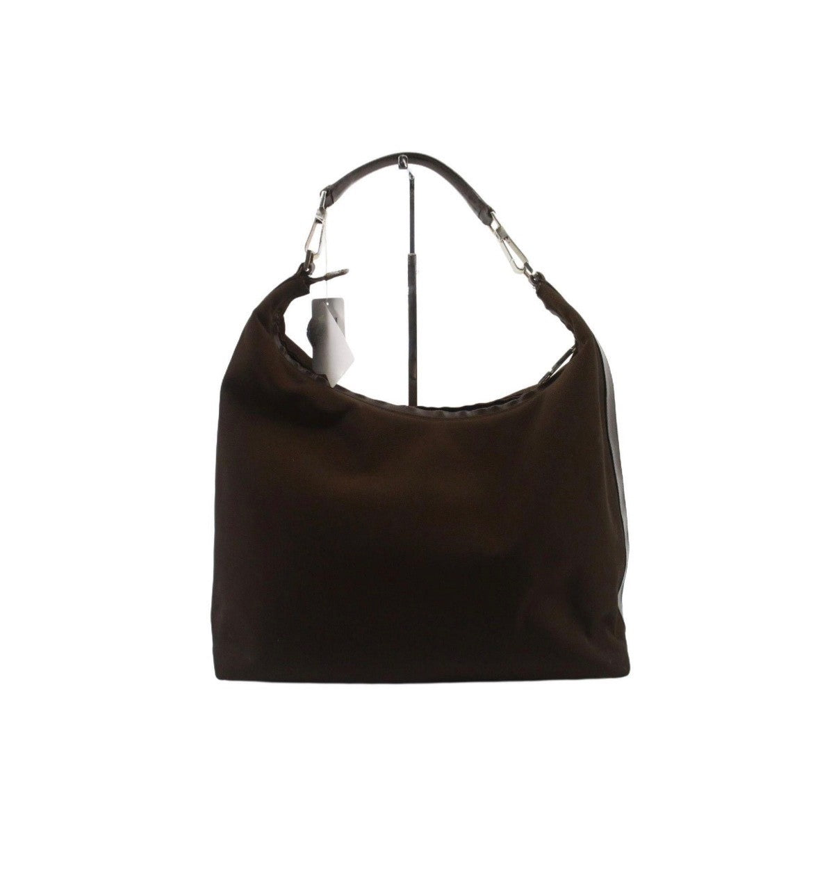 Authentic Gucci Brown Canvas Leather Trim Hobo Shoulder Bag Vintage Y2K Italy
