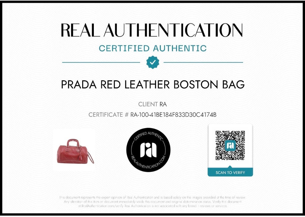 Certified Authentic Prada vintage red leather Boston bag
