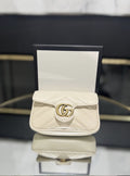 Gucci GG Marmont Super Mini Matelassé Leather Shoulder Bag White
