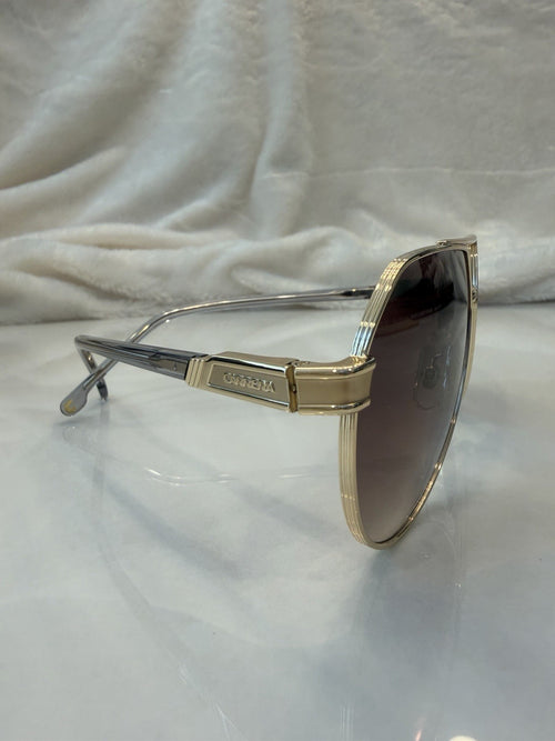 Carrera Aviator Sunglasses Gold Metal Frames Translucent Gray Temple Tips Pre-Owned