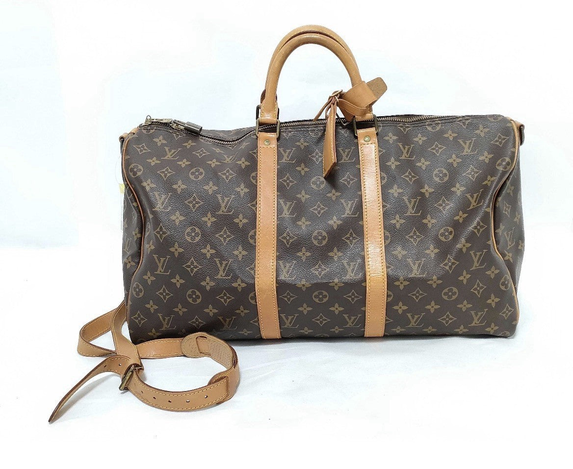 Authentic Louis Vuitton Keepall Bandouliere 50 Monogram Travel Duffle w/Lock Key